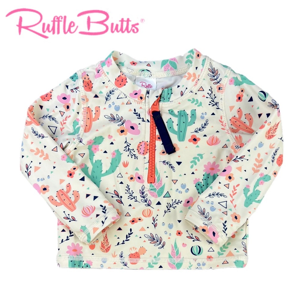 Ruffle Butts Long Sleeve Rash Guard in Dessert Blossom